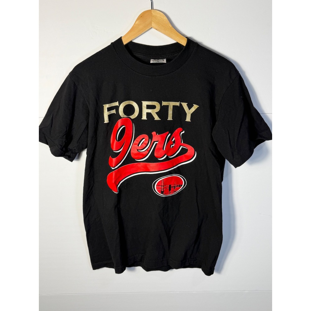 Vintage Pro Athletic San Francisco 49ers T-Shirt Mens Medium Black Gold Gate